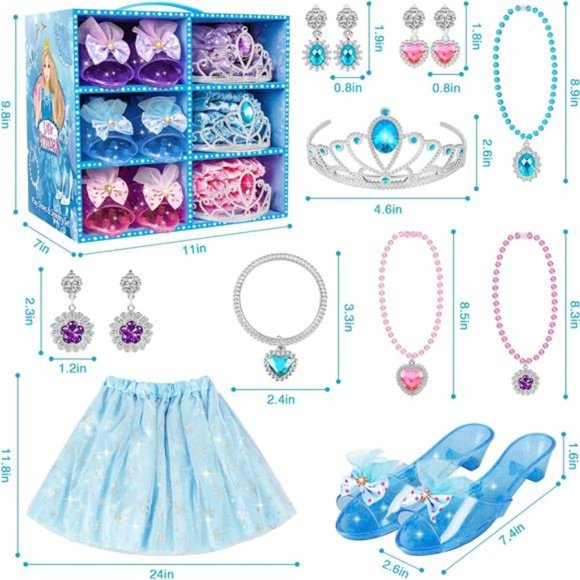 Princess Dress Up Toys & Jewelry Boutique, Costumes Set incl Color Skirts, Shoes - Picture 6 of 7